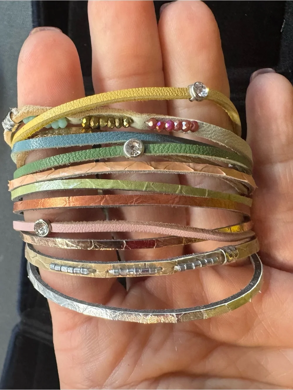 Set of 4 Women's Multi-Stack Bracelet Sets in Blue, Silver, Navy, and Pastel
